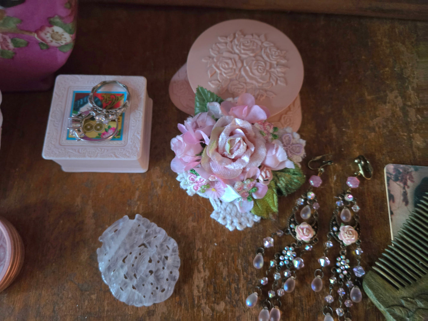Ethereal Romance | Pink | Hair Clip | 🌸 Handmade Pink Rose Lace Hair Clip Balletcore Fairycore