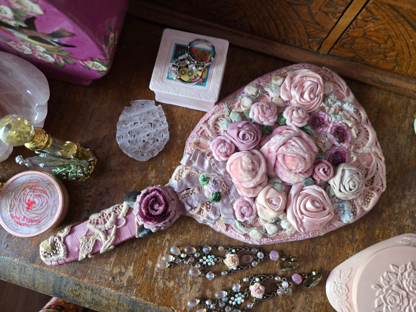 Whimsical Wonders | Pink | Hand Mirror | Dollette Pink Lace Mirror ✨ Whimsical Balletcore Vanity Accessory