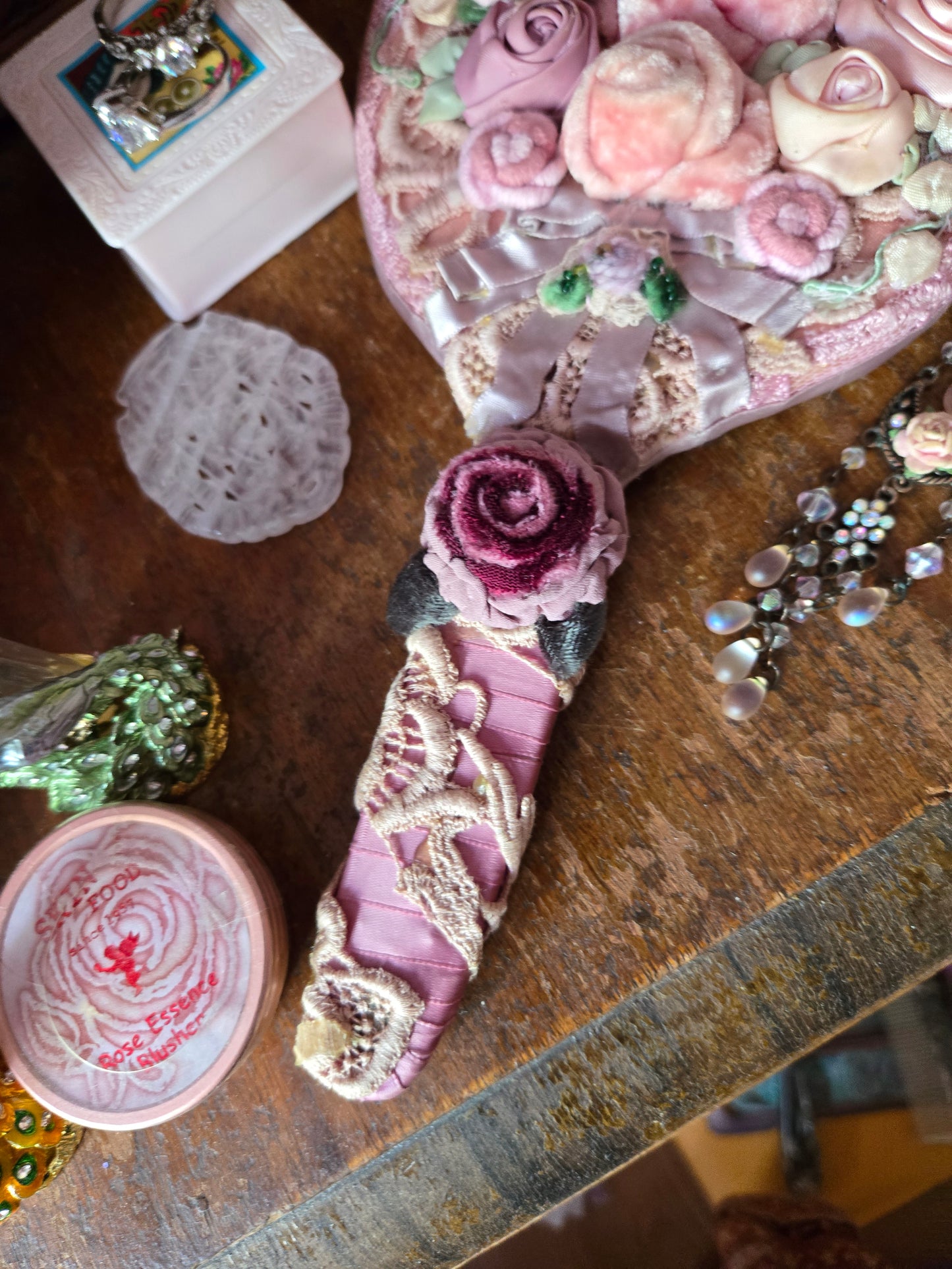 Whimsical Wonders | Pink | Hand Mirror | Dollette Pink Lace Mirror ✨ Whimsical Balletcore Vanity Accessory