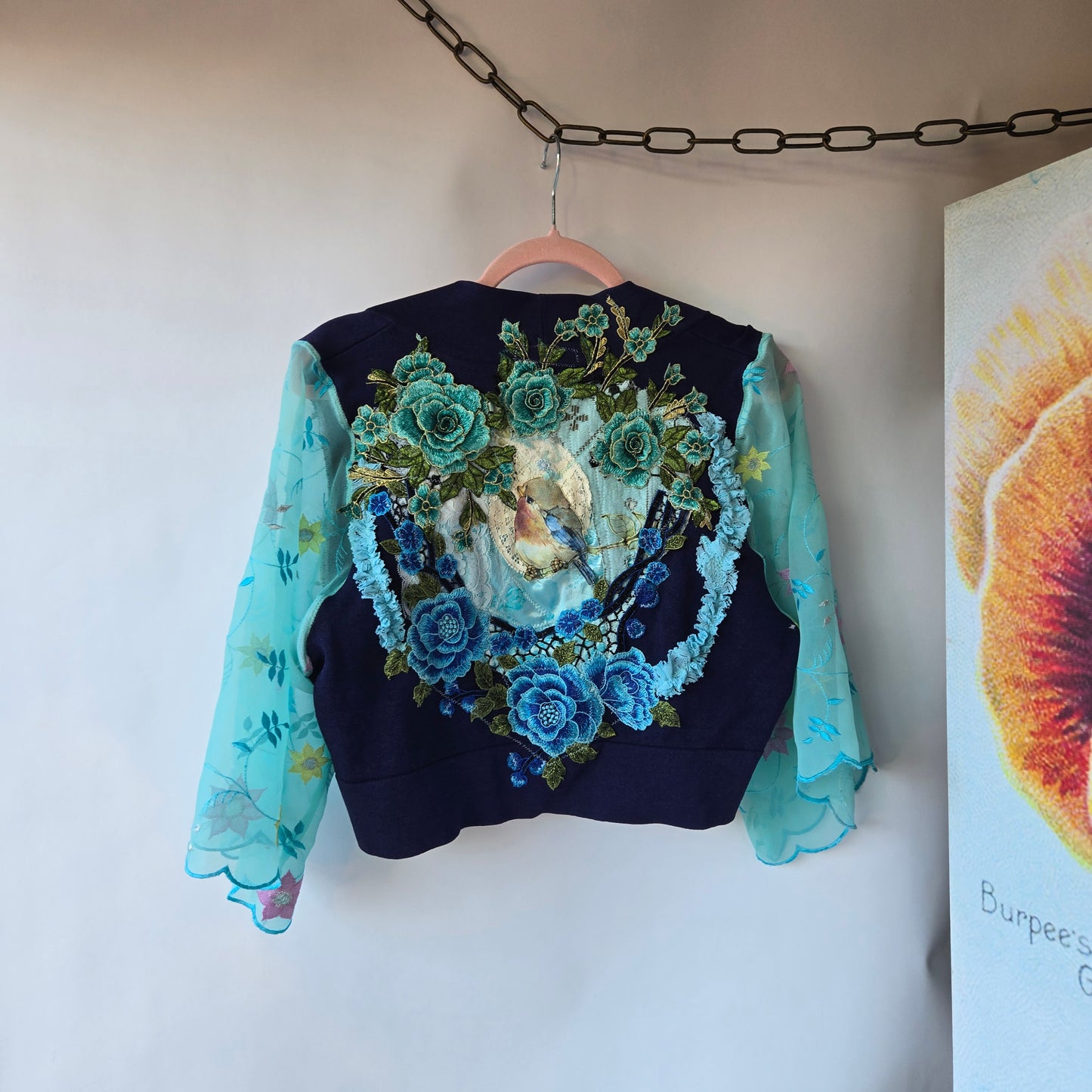 Ethereal Romance | Blue | Jacket | Large | Blue Bird Art to Wear Bolero Jacket Fairycore