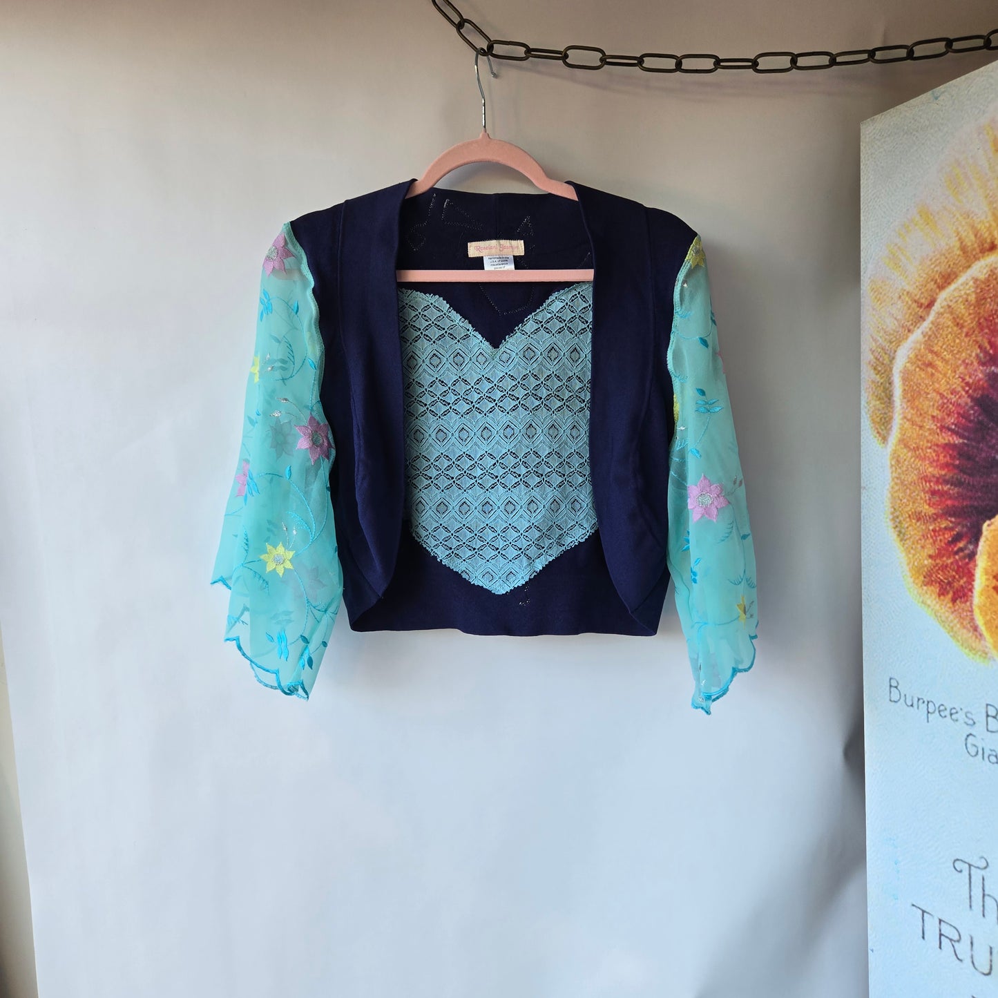Ethereal Romance | Blue | Jacket | Large | Blue Bird Art to Wear Bolero Jacket Fairycore