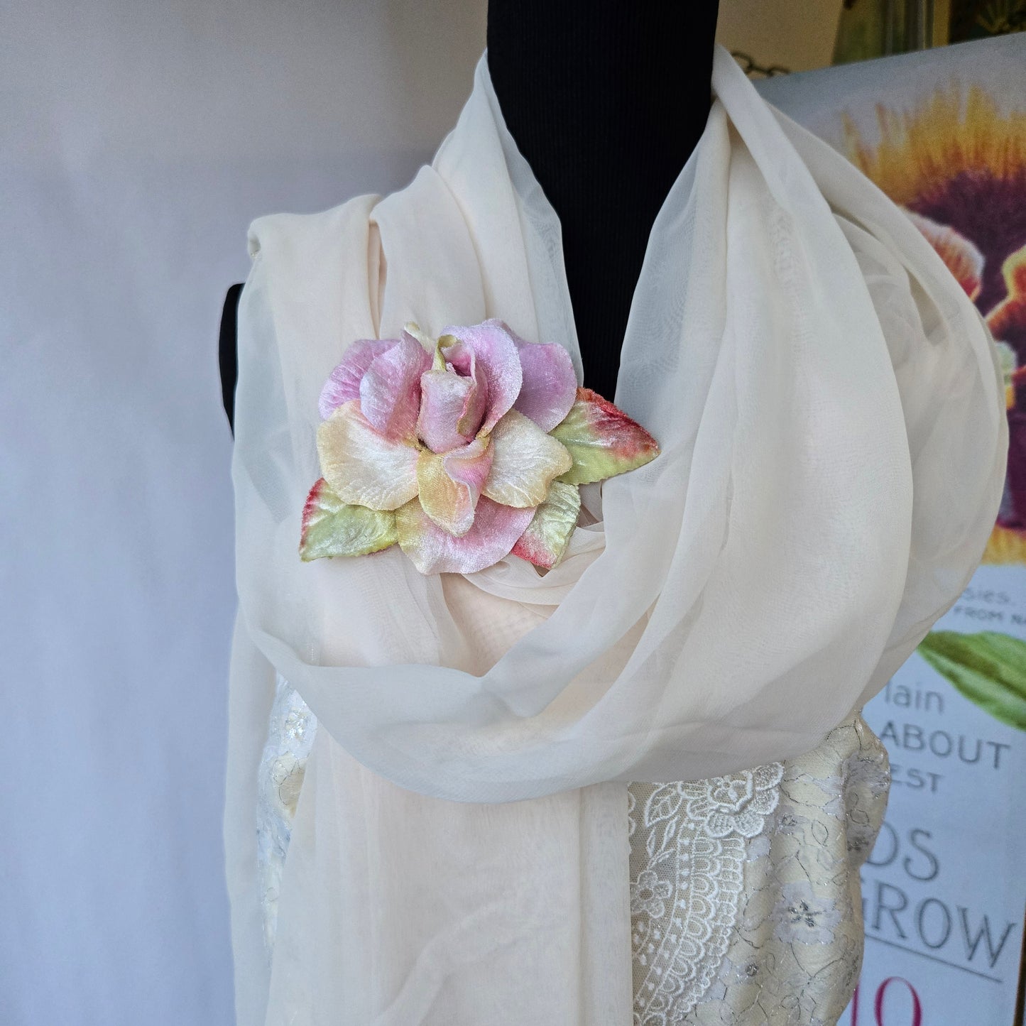 Ethereal Romance | Pink | Brooch | Handmade Blush Pink Velvet Rose Millinery Pin