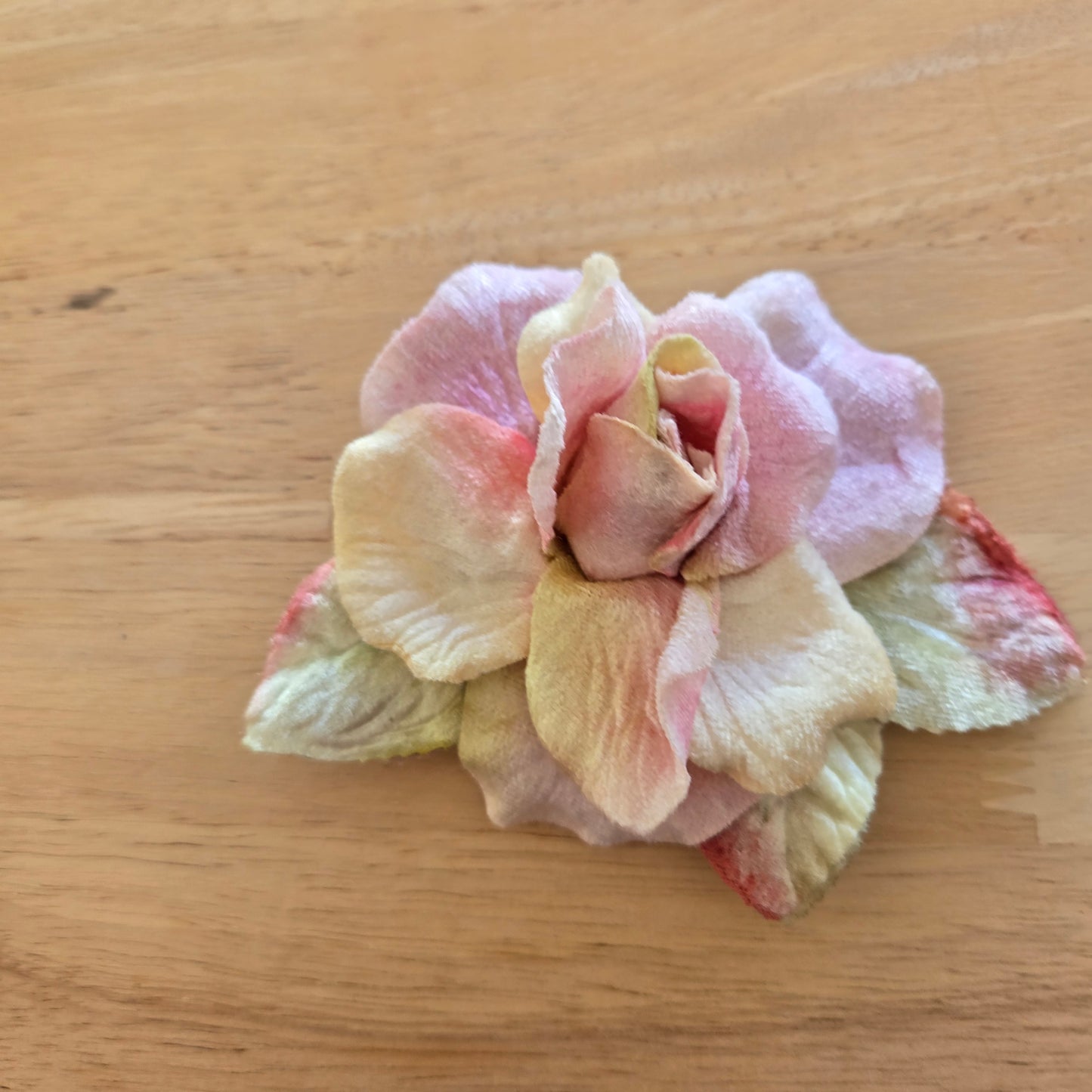 Ethereal Romance | Pink | Brooch | Handmade Blush Pink Velvet Rose Millinery Pin