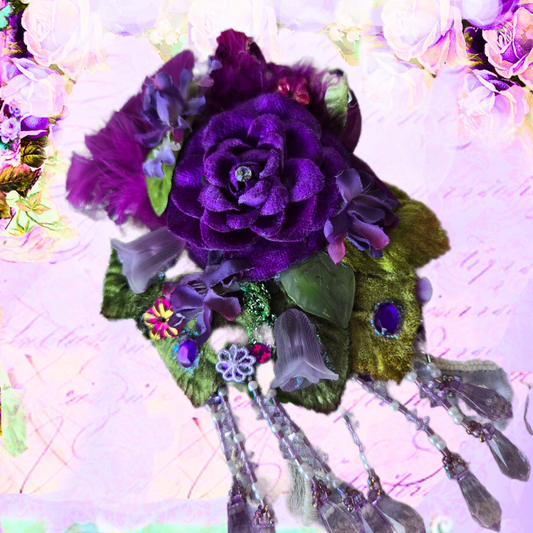 Vintage Glamour | Purple | Hair Jewel | Rose Velvet Millinery Hair Clip - 1920s Flapper Style