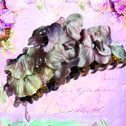 12/5 *New* Ethereal Romance | Lilac | Hair Clip | Velvet Hydrangeas, Pansy and Rose Claw Clip