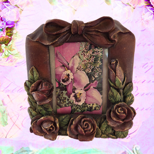 Whimsical Wonders | Brown | Picture Frame | Mini Frame with Roses and Bows