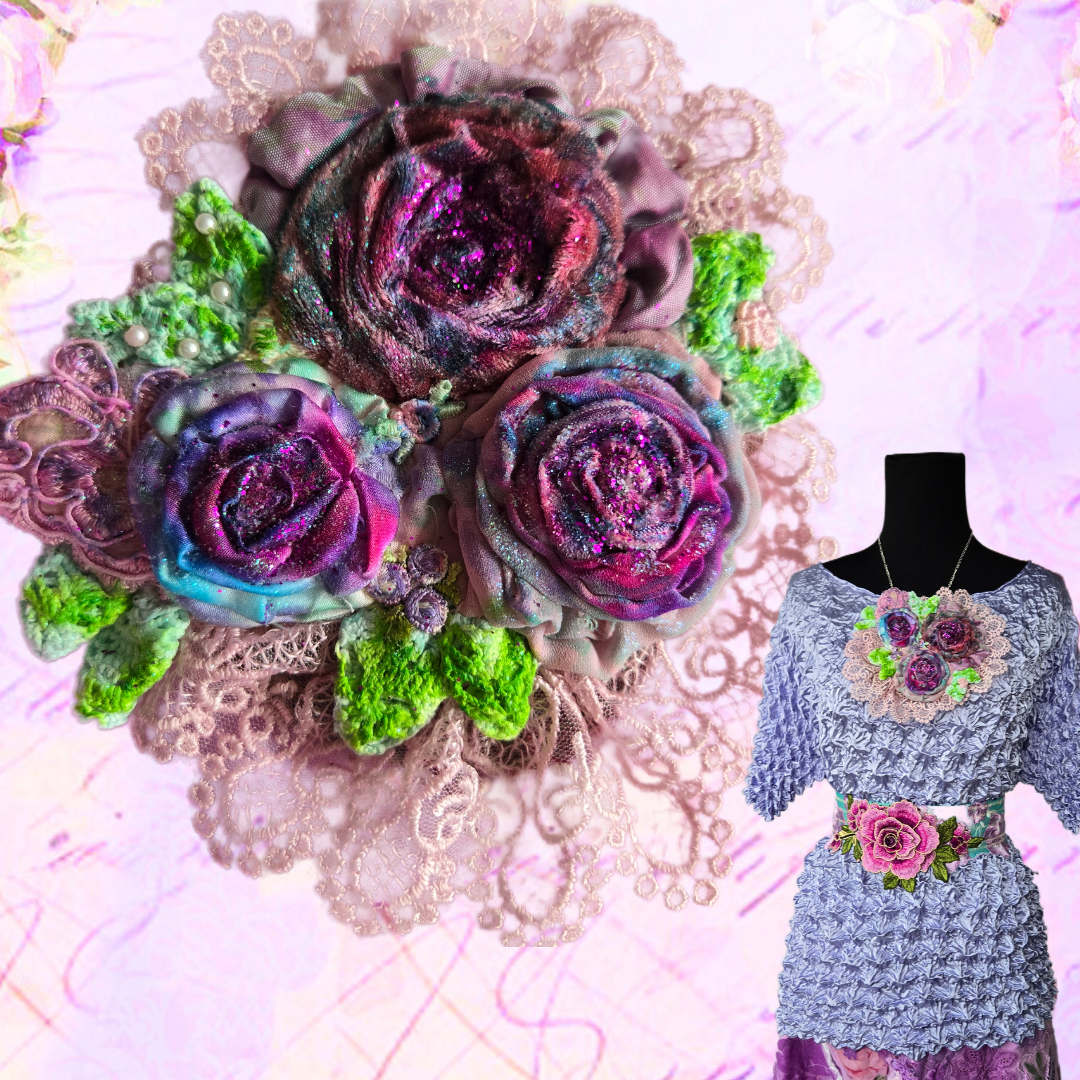 Ethereal Romance | Lavender | Brooch | Pastel Rose Bouquet