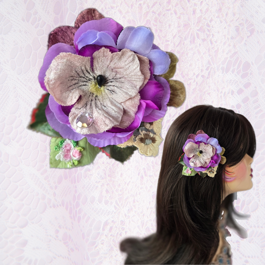 Ethereal Romance | Lavender | Hair Clip | Handmade Pansy Hair Clip Floral Velvet Lavender Cottagecore Coquette 🌸
