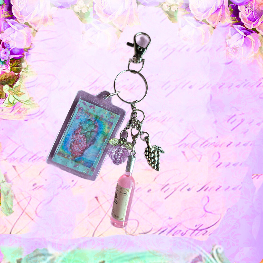 Ethereal Romance | Blue | Key Chain | Grapes & Roses Bag Accessory