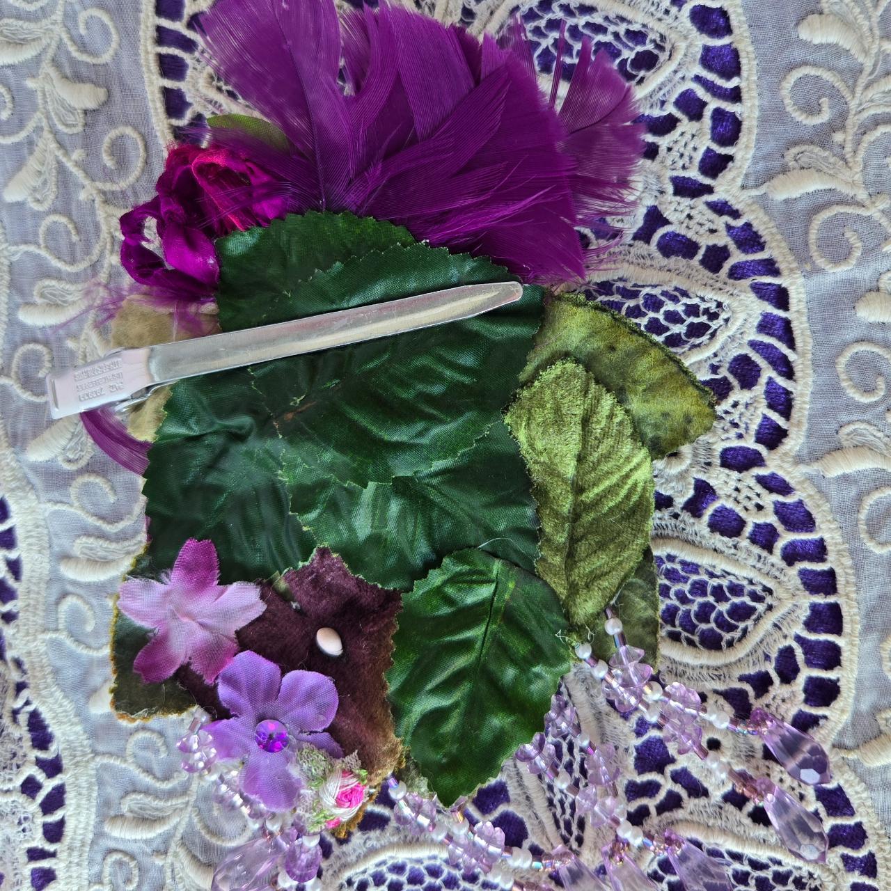 Vintage Glamour | Purple | Hair Jewel | Rose Velvet Millinery Hair Clip - 1920s Flapper Style