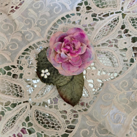 Ethereal Romance | Pink | Brooch | Vintage Velvet Rose Millinery