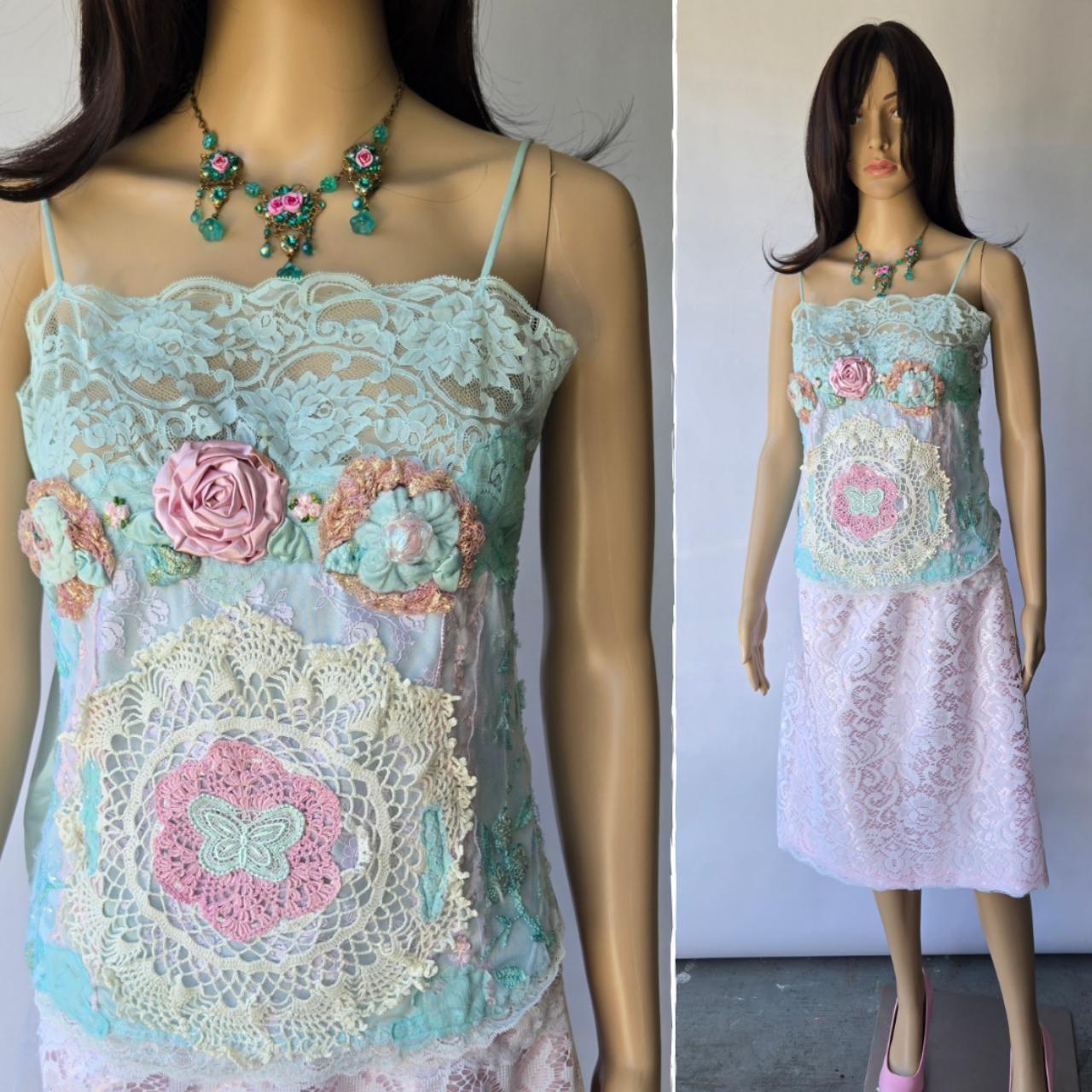 Ethereal Romance | Blue | Blouse | "Butterfly Garden" Vintage Lace | Size Small