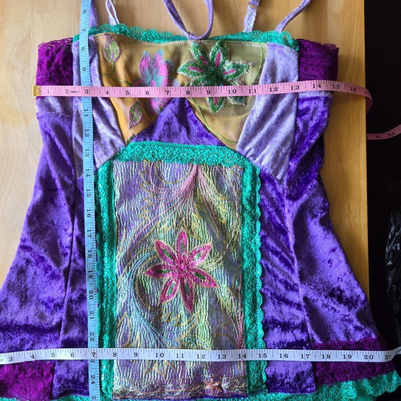 Vintage Glamour | Purple | Blouse | Twinkling Flowers Velvet Patchwork & Vintage Embroidery | Size Small