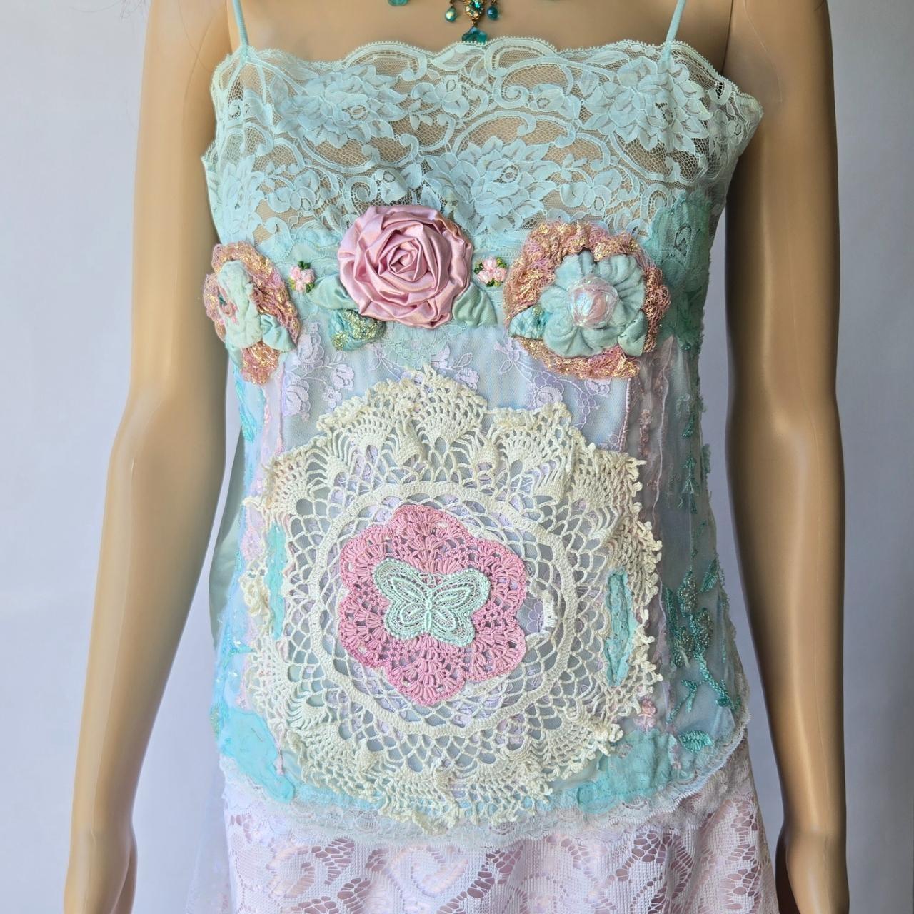 Ethereal Romance | Blue | Blouse | "Butterfly Garden" Vintage Lace | Size Small