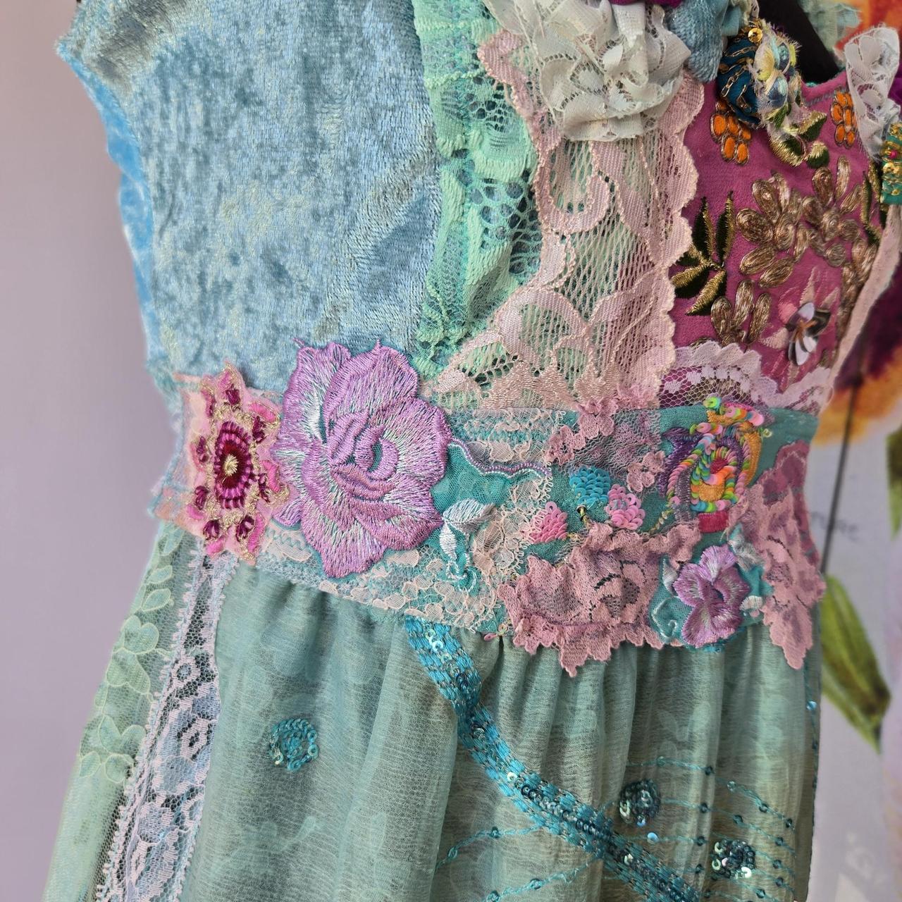 Ethereal Romance | Blue | Blouse | Garden Dream Aqua, Lavender and Purple Top | Size Medium