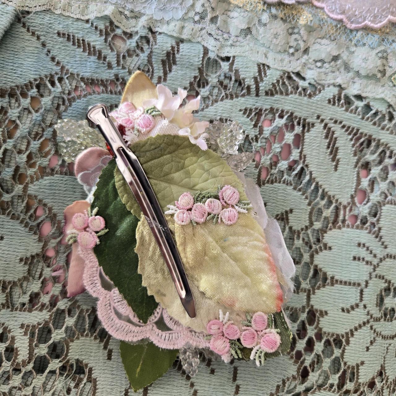 Ethereal Romance | Pale Pink | Hair Jewel | Ballet Pink Vintage Millinery Rose and Flower Posey Hair Clip