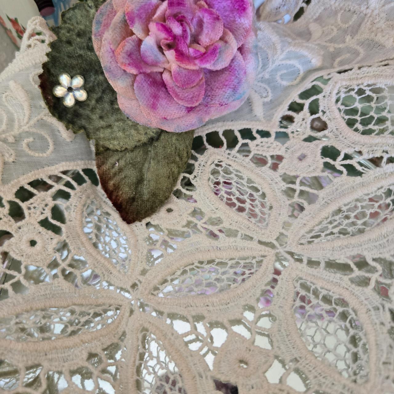 Ethereal Romance | Pink | Brooch | Vintage Velvet Rose Millinery