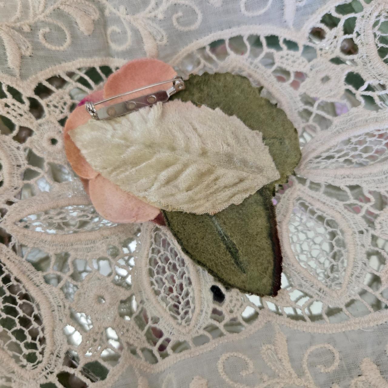 Ethereal Romance | Pink | Brooch | Vintage Velvet Rose Millinery