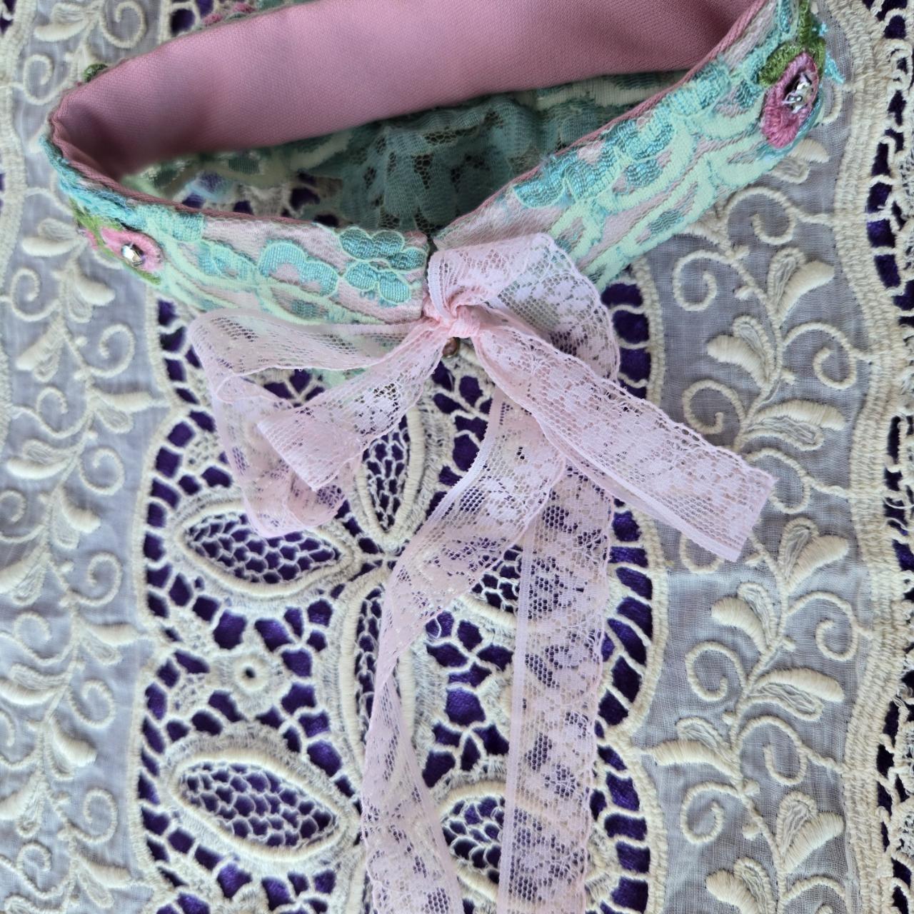 Ethereal Romance | Blue | Choker | 1920s- style Pink Lingerie Rosettes Bejewelled