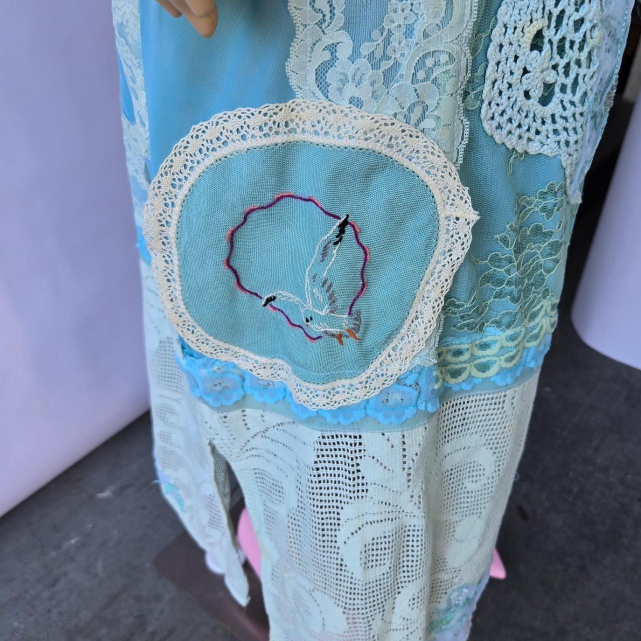 Ethereal Romance | Blue | Dress| Ocean Melody Embroideries, Lace, Crochet and Roses | Size Large