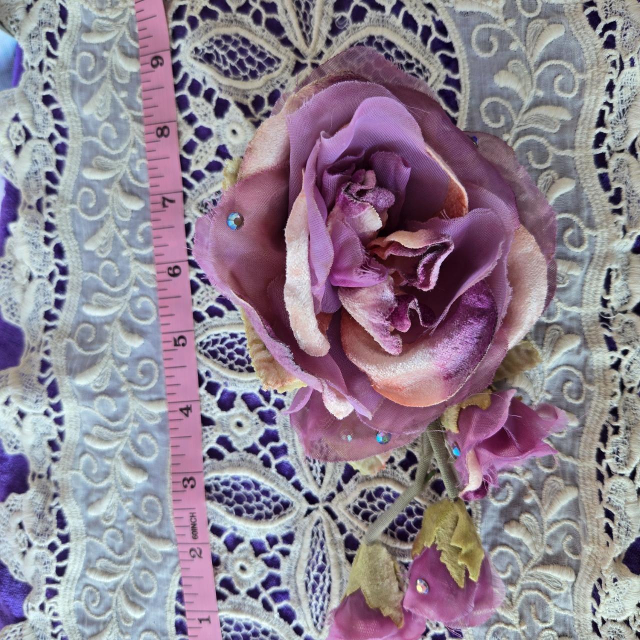 Ethereal Romance | Lavender | Brooch | Velvet and Chiffon 1920's-style Millinery Cabbage Rose