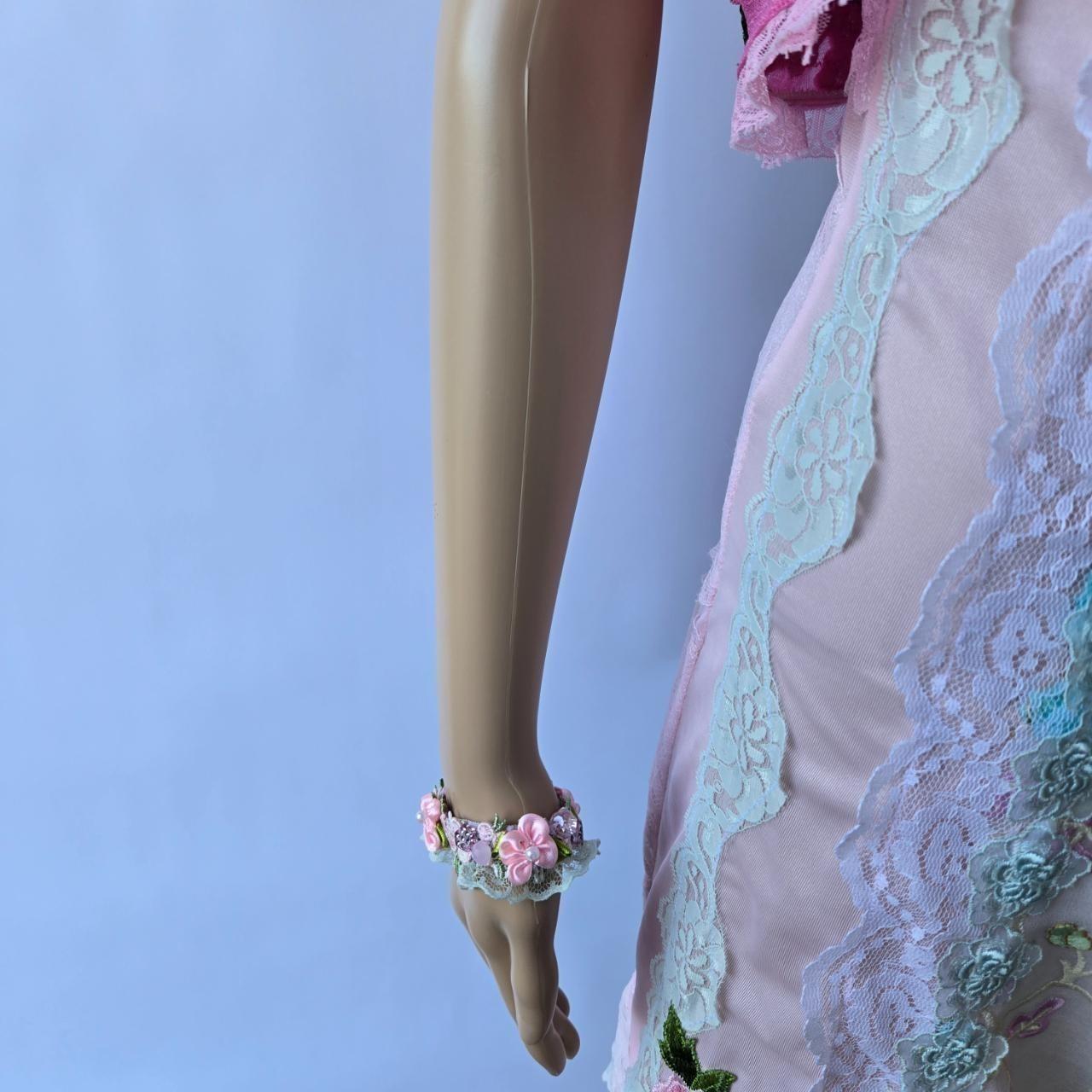 Ethereal Romance | Pale Pink | Choker & Bracelet | Vintage Style Lace Set
