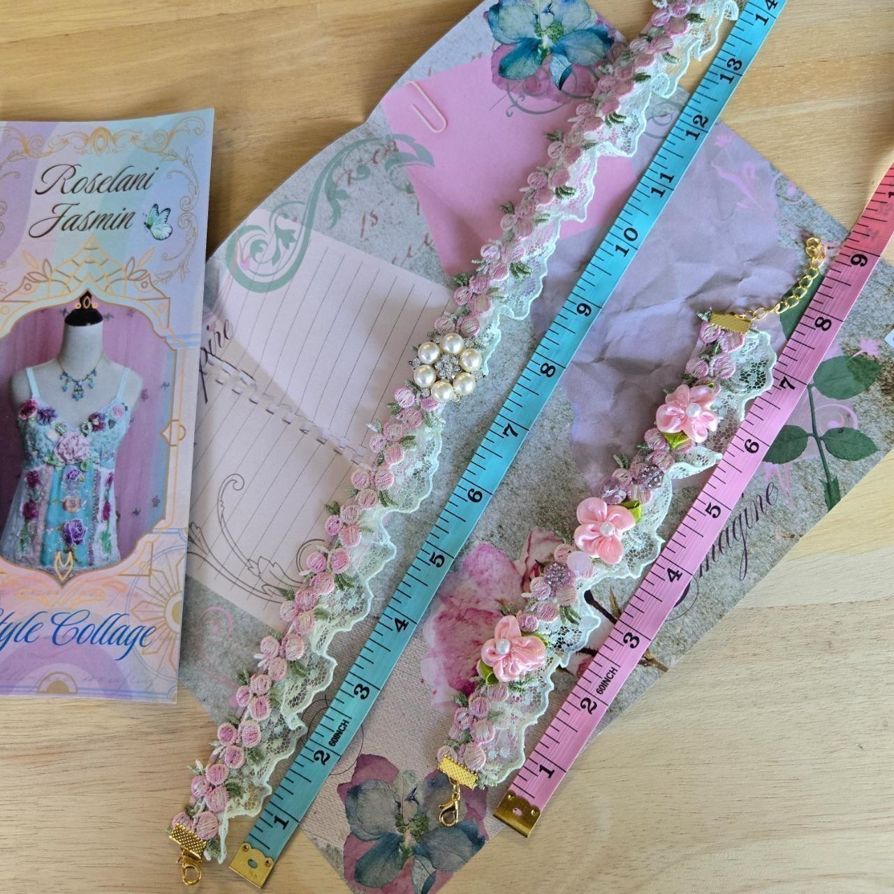 Ethereal Romance | Pale Pink | Choker & Bracelet | Vintage Style Lace Set