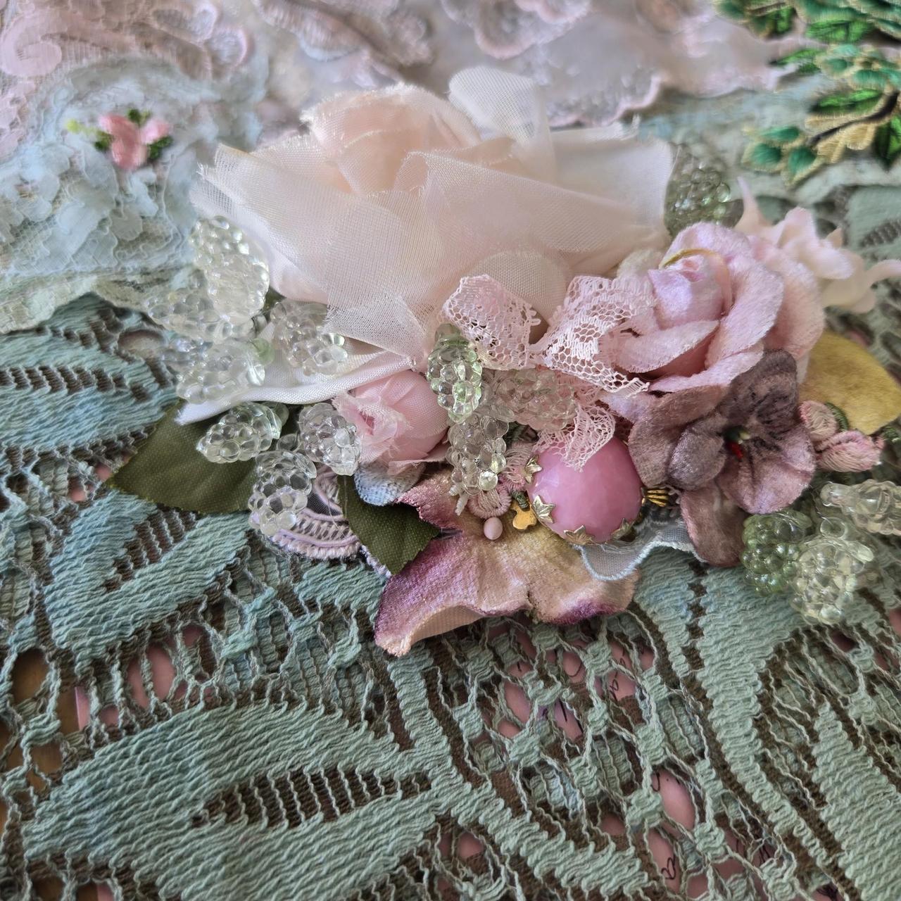 Ethereal Romance | Pale Pink | Hair Jewel | Ballet Pink Vintage Millinery Rose and Flower Posey Hair Clip
