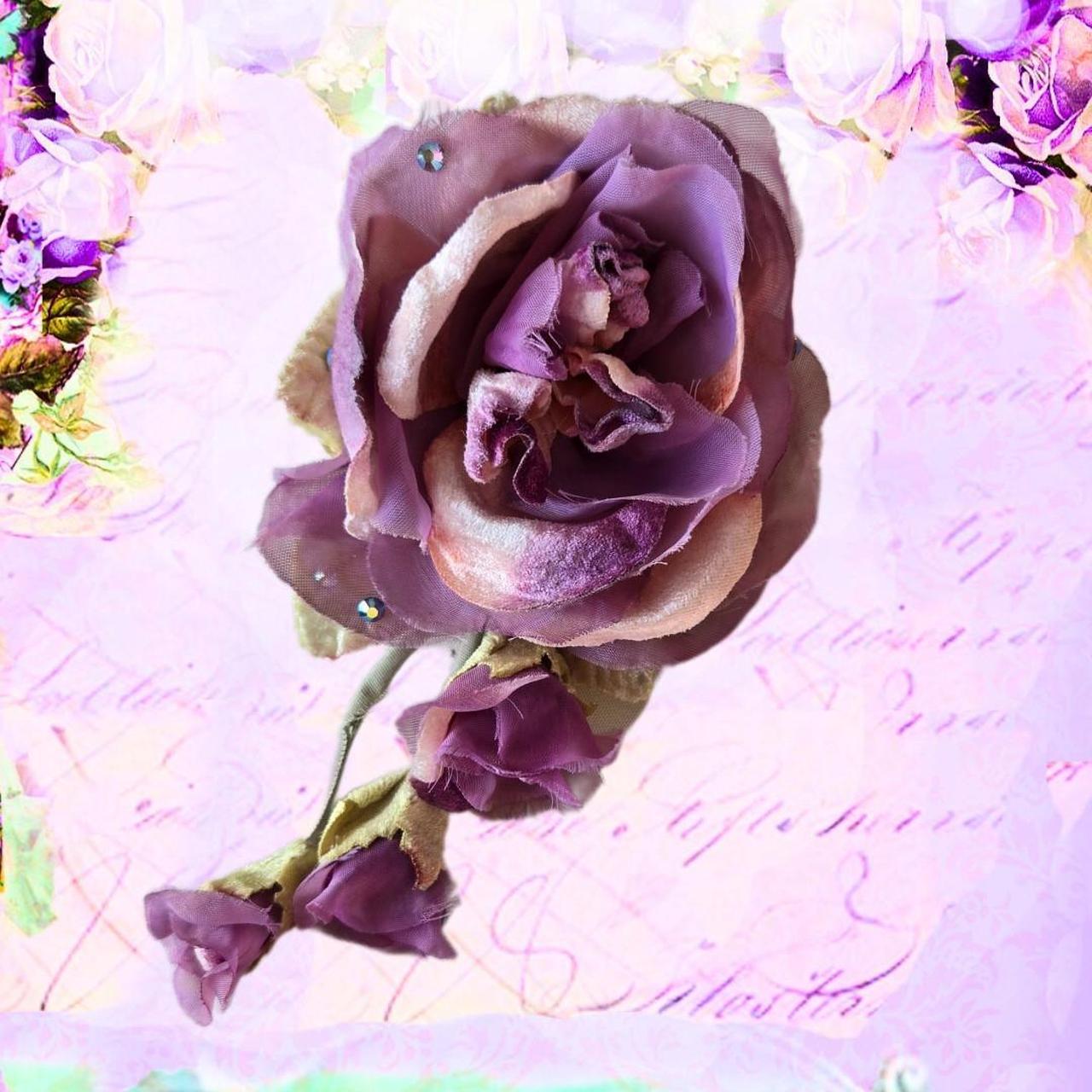 Ethereal Romance | Lavender | Brooch | Velvet and Chiffon 1920's-style Millinery Cabbage Rose