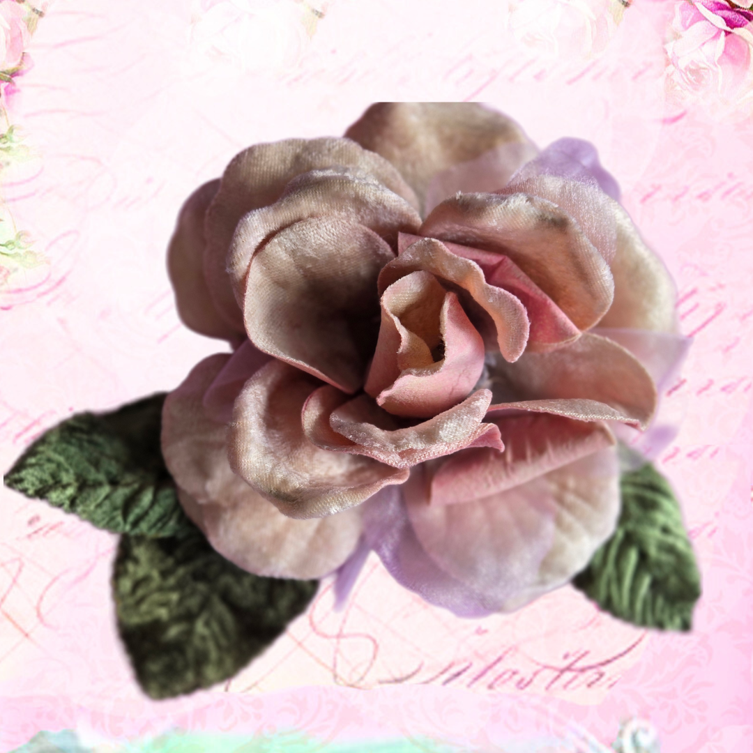Ethereal Romance | Pink | Brooch | Vintage Pink Velvet Rose Pin