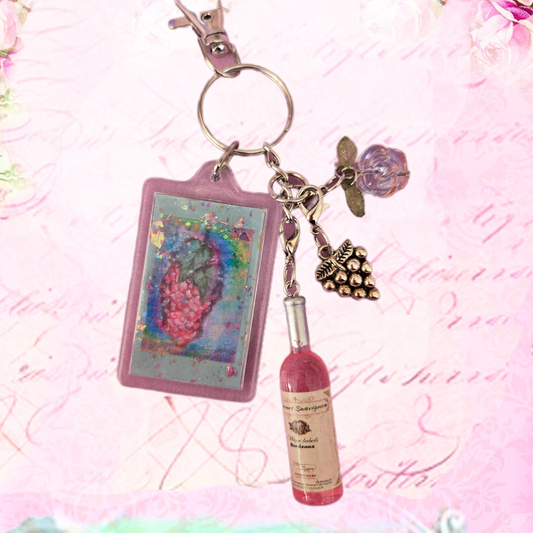 Ethereal Romance | Blue | Key Chain | Grapes & Roses Bag Accessory