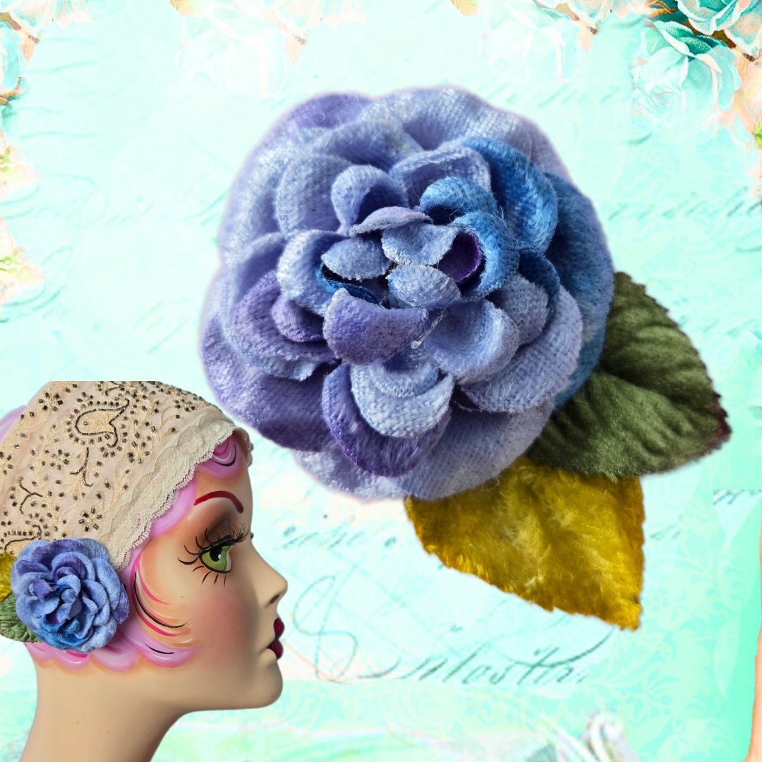 Ethereal Romance | Blue | Hair Clip | Periwinkle Blue Velvet Rose