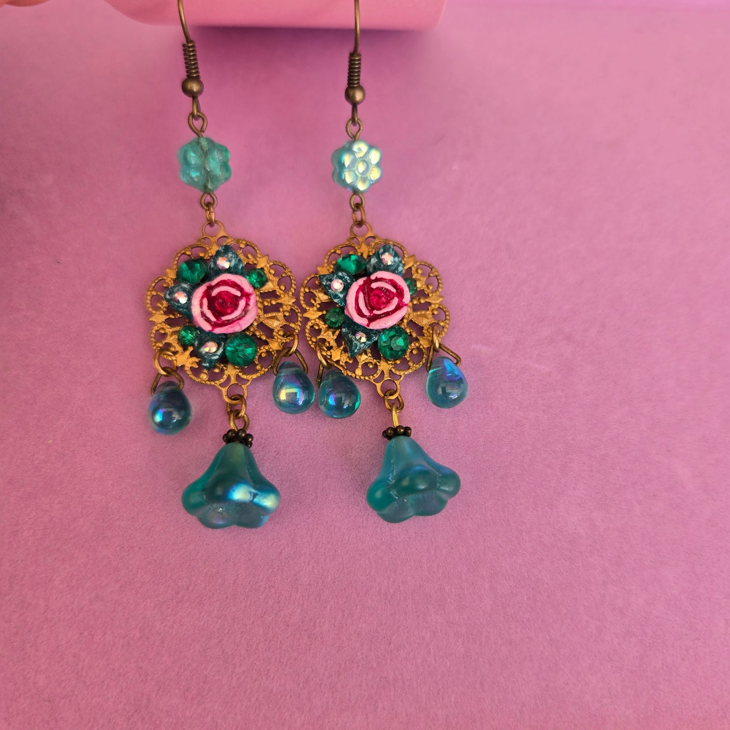 Ethereal Romance | Blue | Earrings | Turquoise Melody Rose Tear Drop