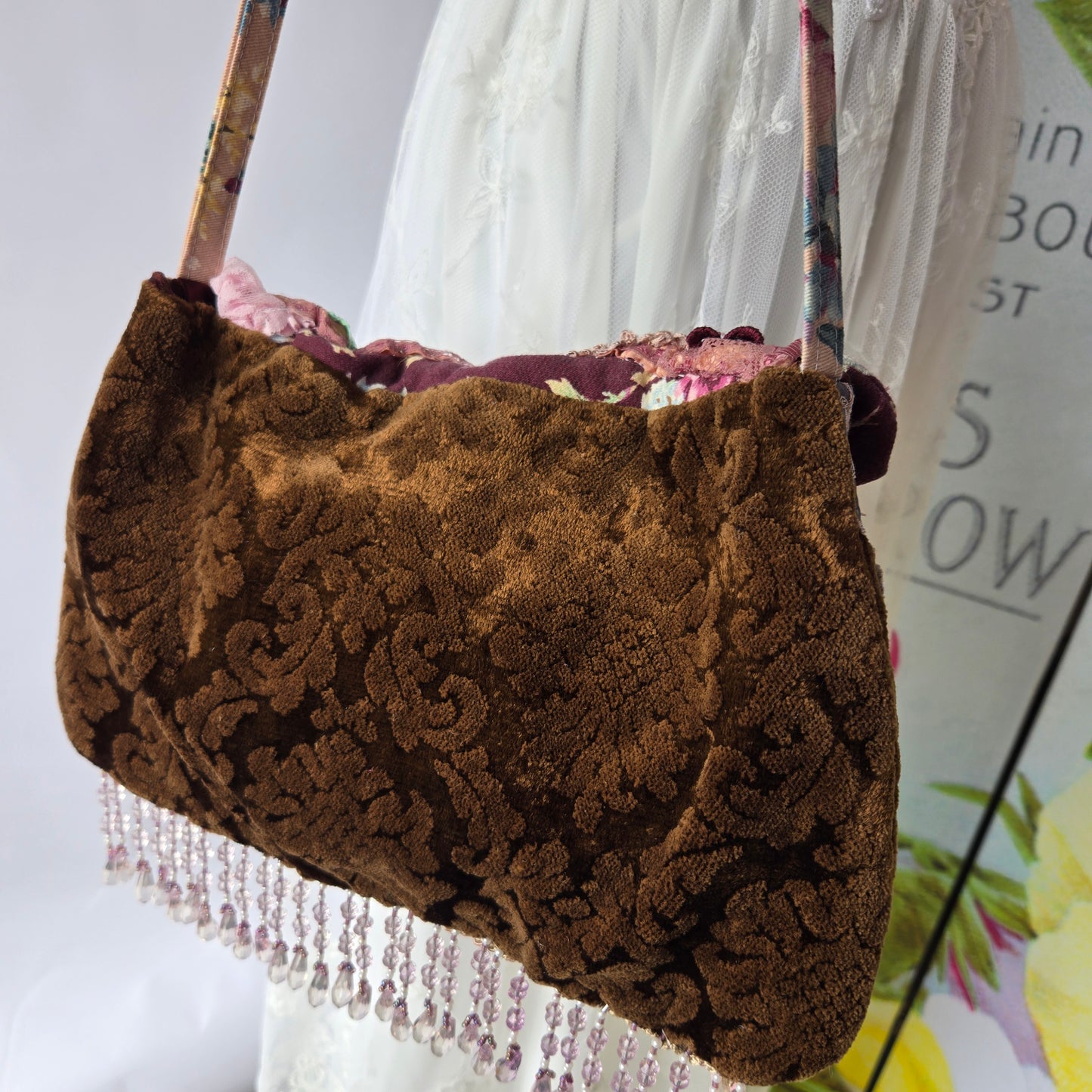 Vintage Glamour | Aubergine | Bag | 1920s Style Tapestry and Antique Textiles