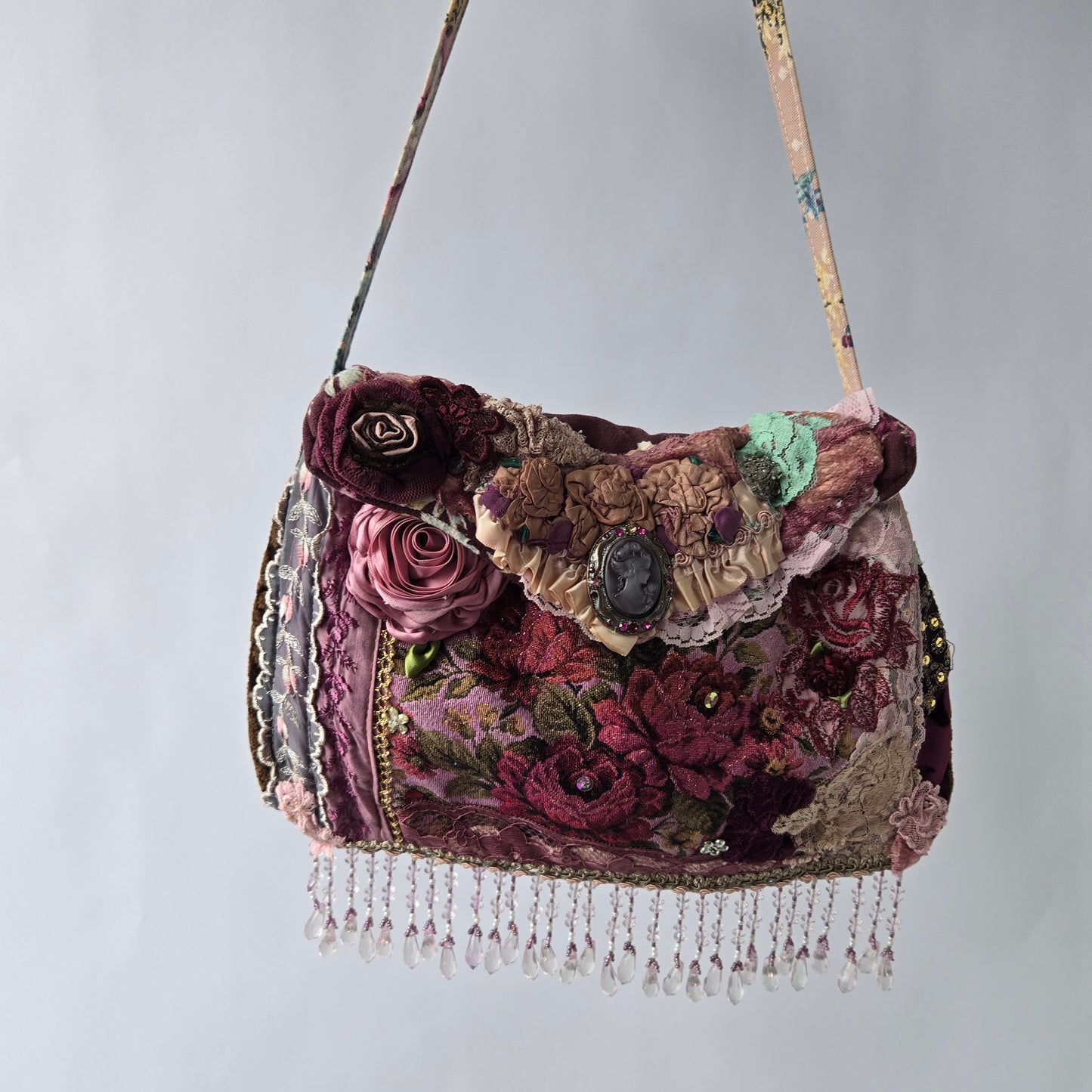 Vintage Glamour | Aubergine | Bag | 1920s Style Tapestry and Antique Textiles