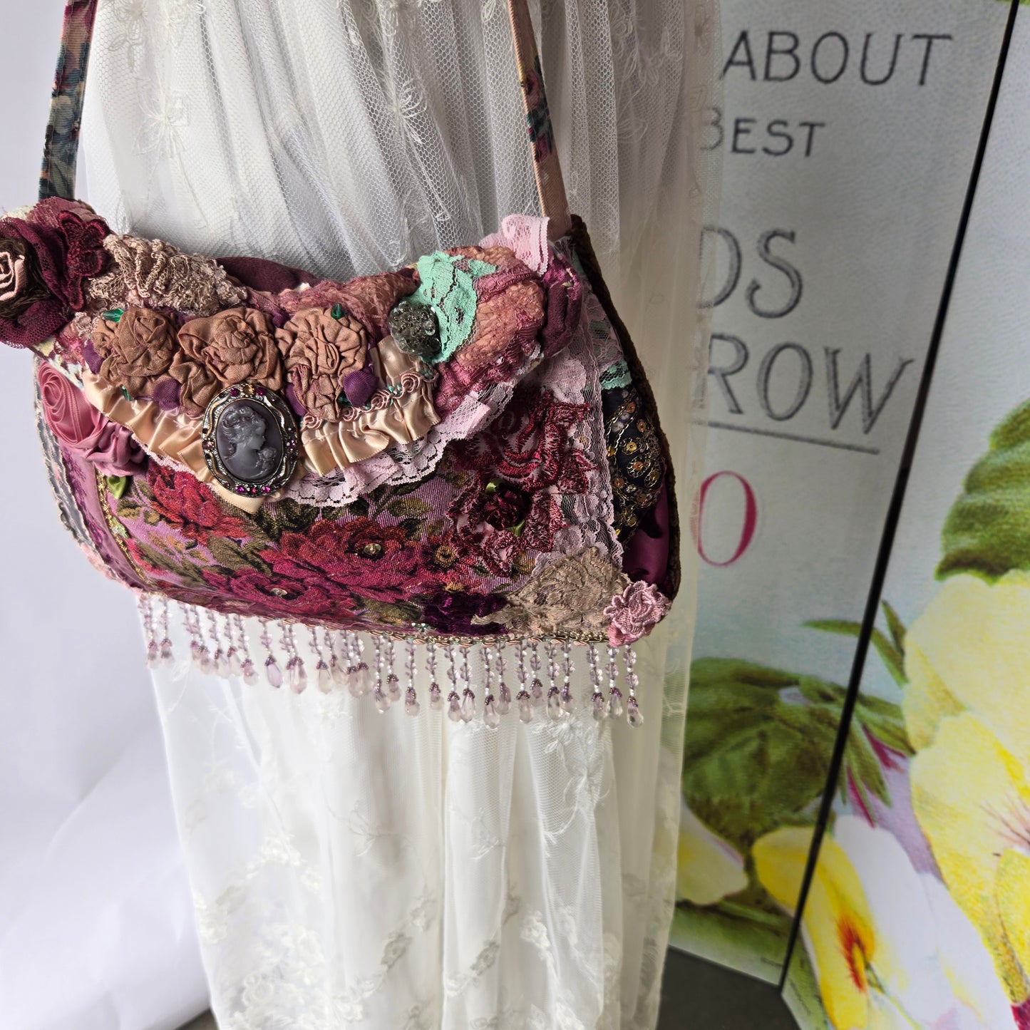 Vintage Glamour | Aubergine | Bag | 1920s Style Tapestry and Antique Textiles